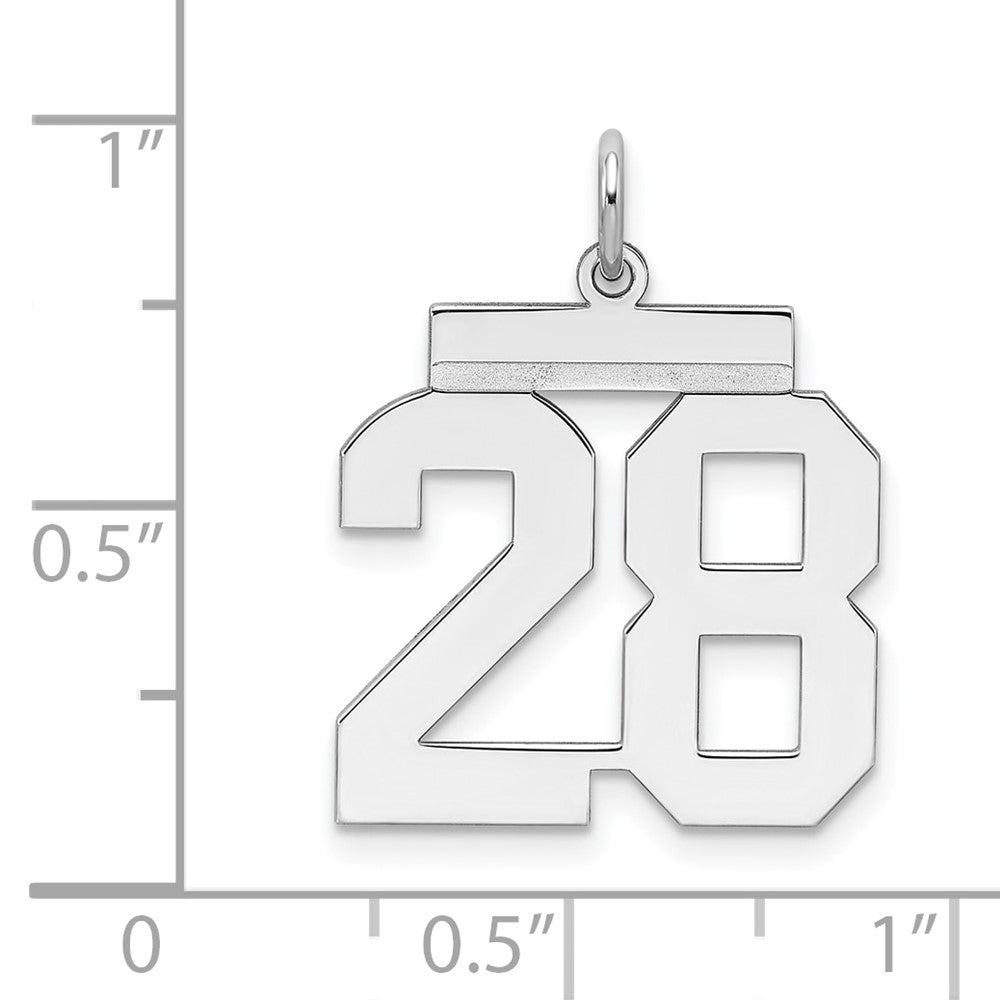 Sterling Silver/Rhodium-plated Polished Number 28 Charm