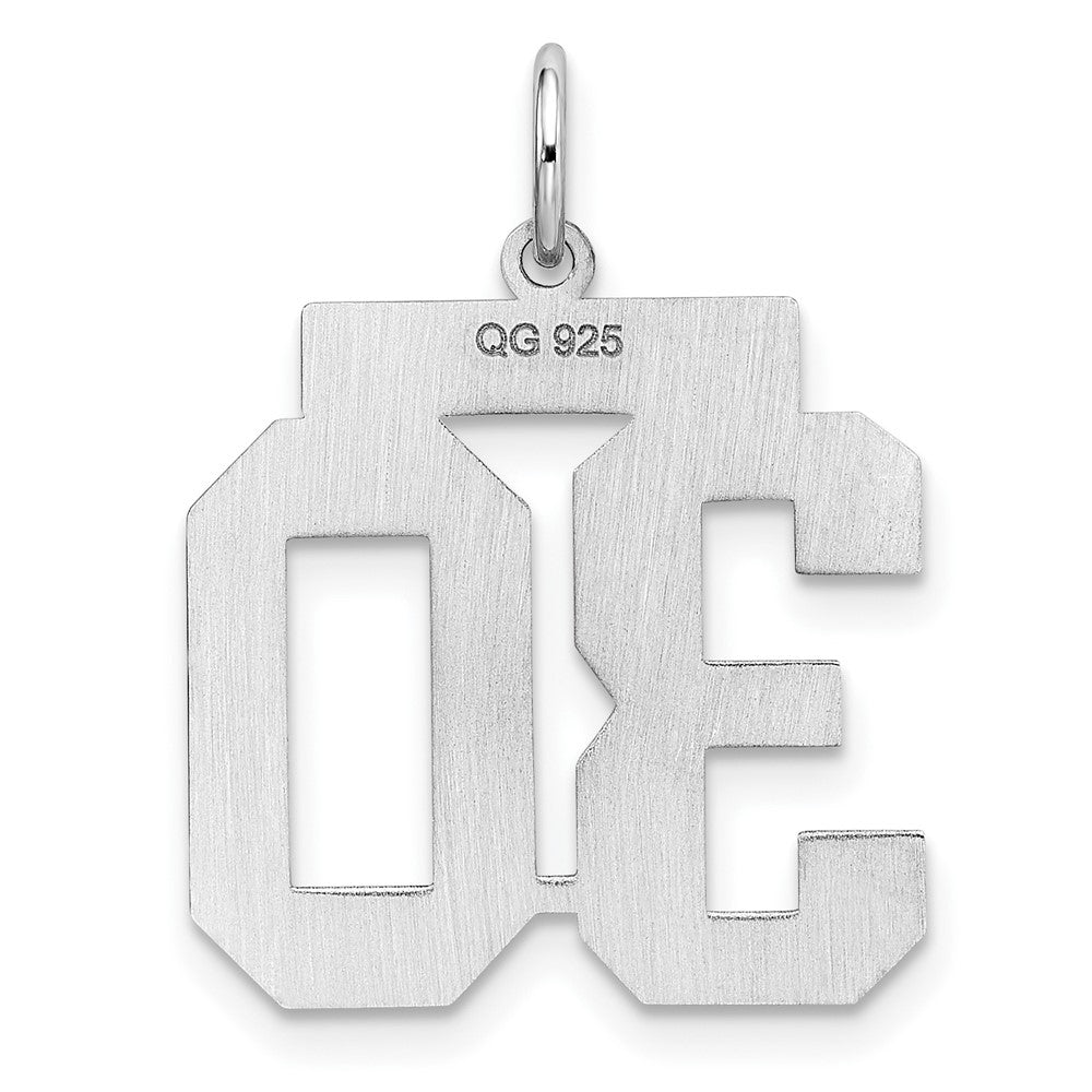 Sterling Silver/Rhodium-plated Polished Number 30 Charm