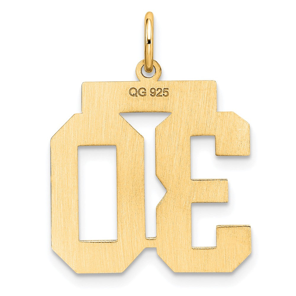 Sterling Silver Gold-plated Medium Polished Number 30 Charm