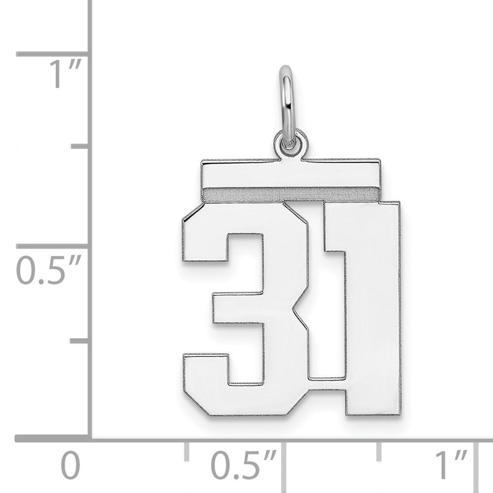 Sterling Silver/Rhodium-plated Polished Number 31 Charm