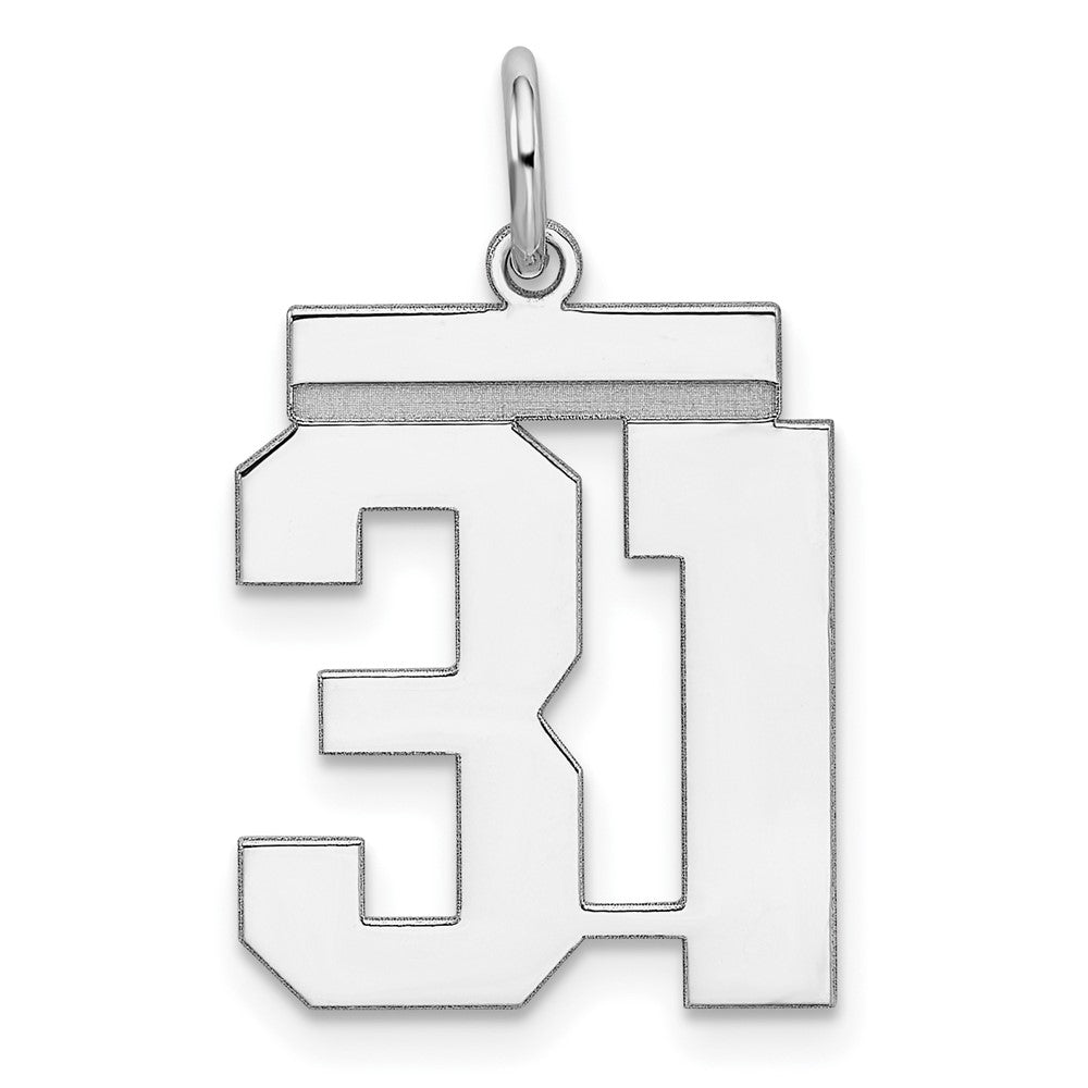 Sterling Silver/Rhodium-plated Polished Number 31 Charm