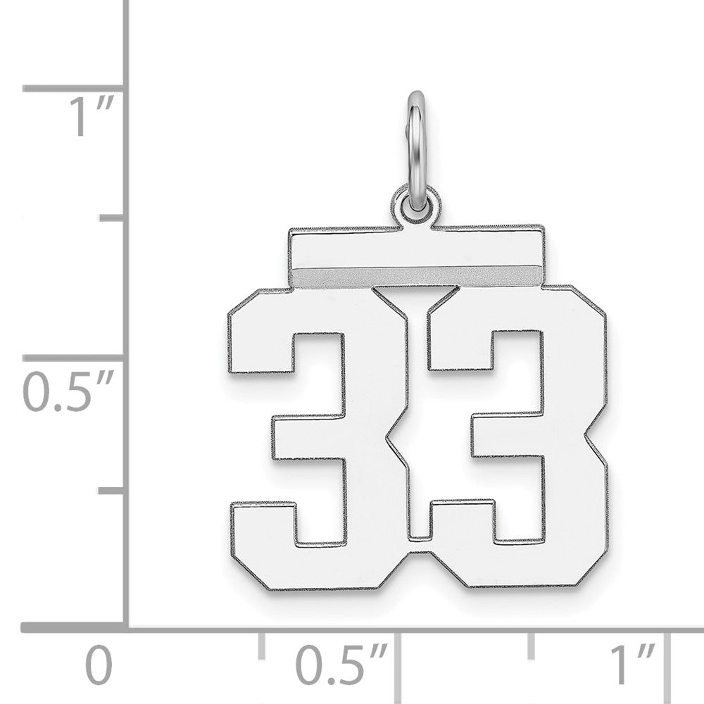 Sterling Silver/Rhodium-plated Polished Number 33 Charm