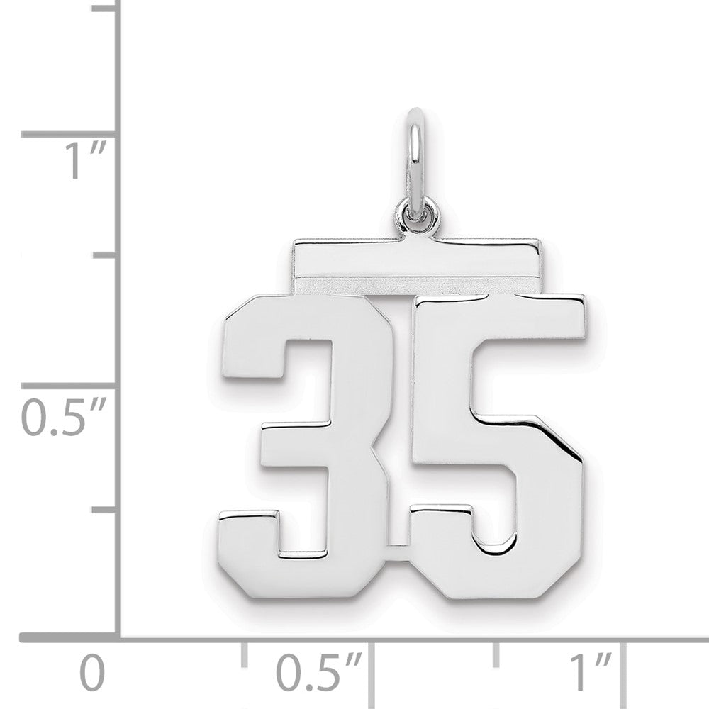 Sterling Silver/Rhodium-plated Polished Number 35 Charm