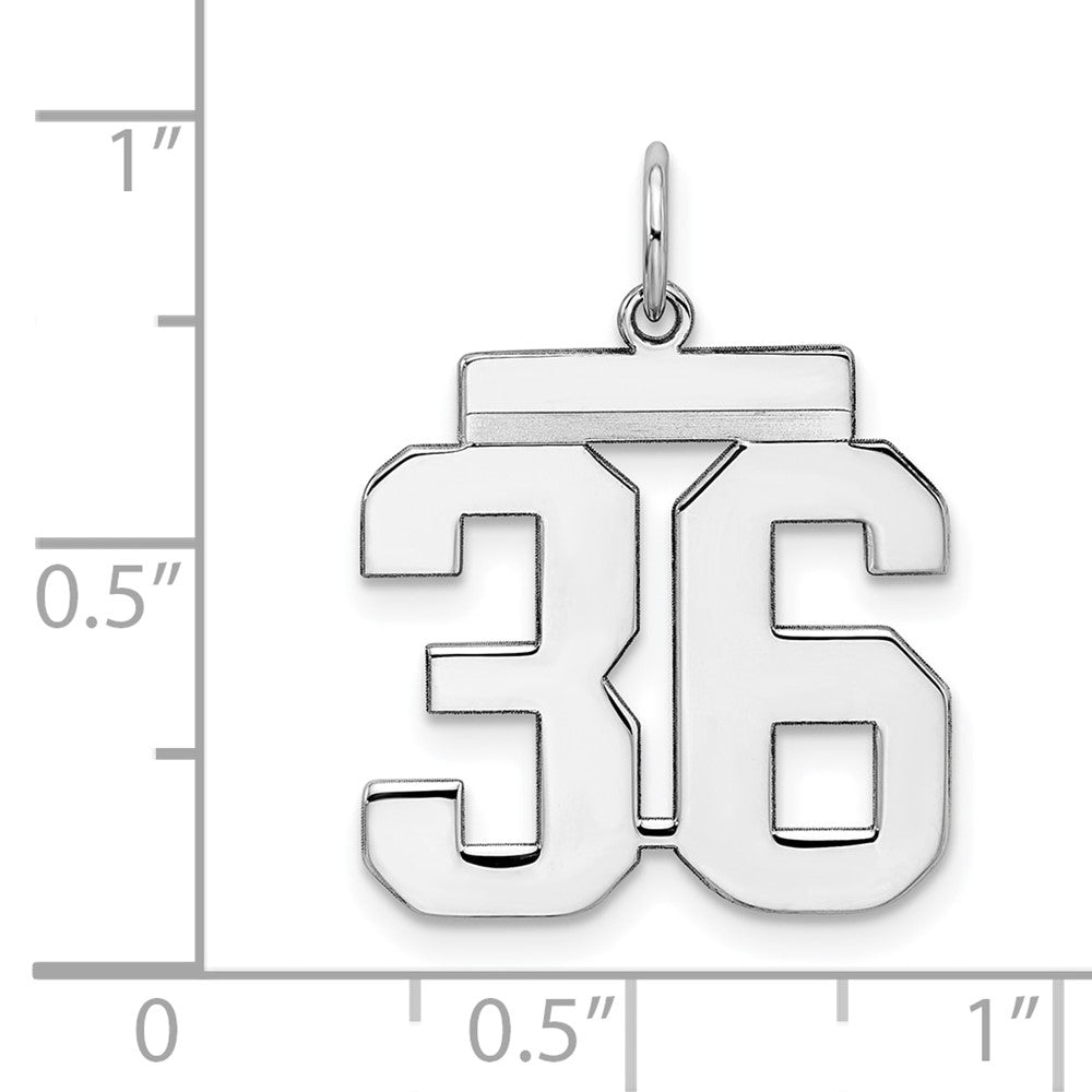 Sterling Silver/Rhodium-plated Polished Number 36 Charm