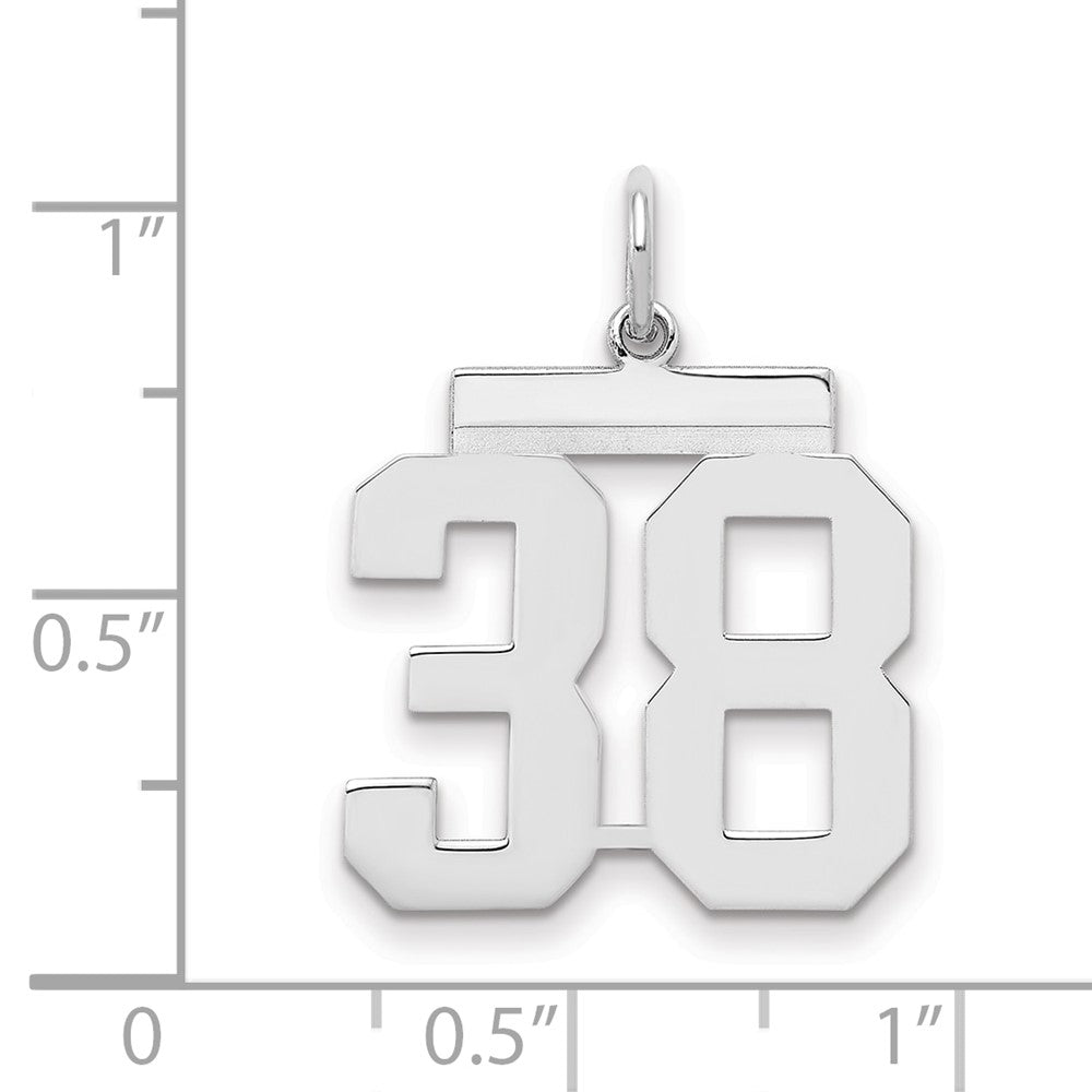 Sterling Silver/Rhodium-plated Polished Number 38 Charm