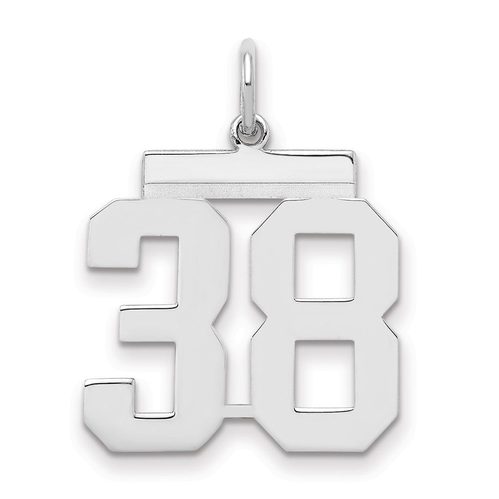 Sterling Silver/Rhodium-plated Polished Number 38 Charm