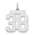 Sterling Silver/Rhodium-plated Polished Number 38 Charm