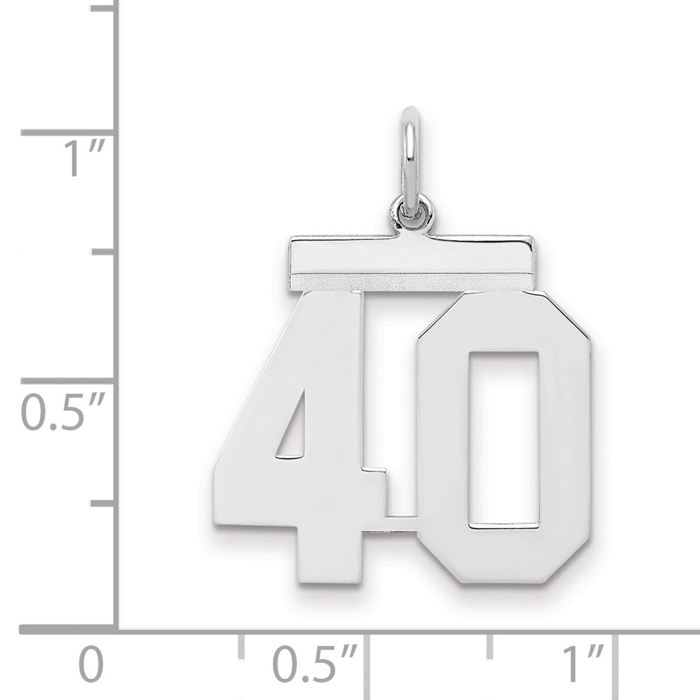 Sterling Silver/Rhodium-plated Polished Number 40 Charm