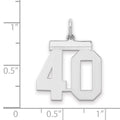 Sterling Silver/Rhodium-plated Polished Number 40 Charm