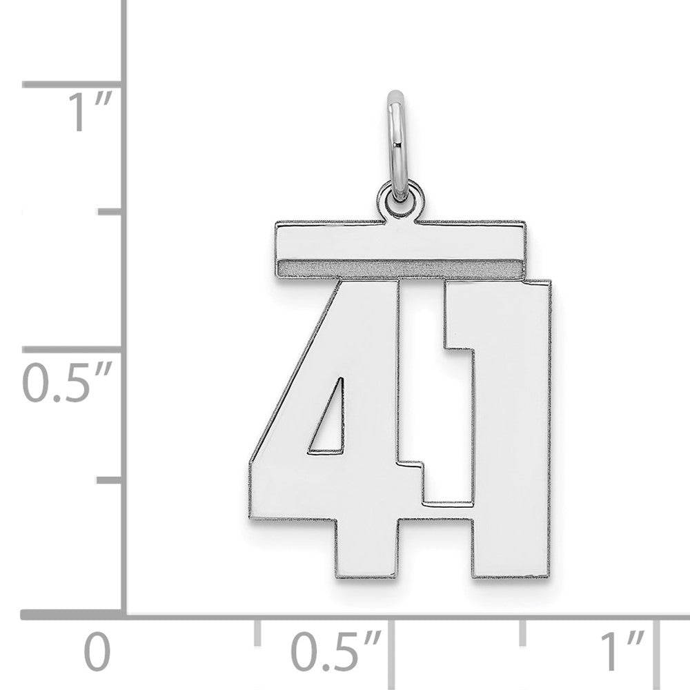 Sterling Silver/Rhodium-plated Polished Number 41 Charm