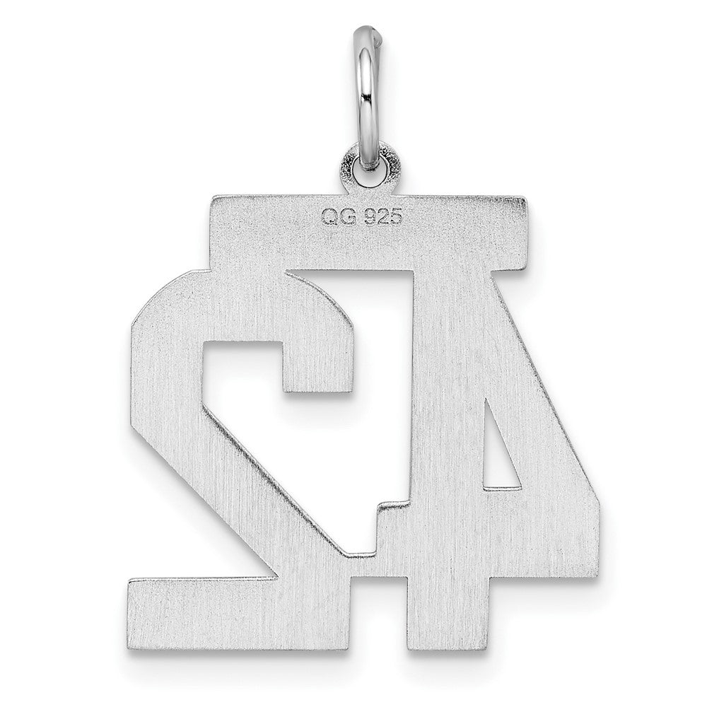 Sterling Silver/Rhodium-plated Polished Number 42 Charm