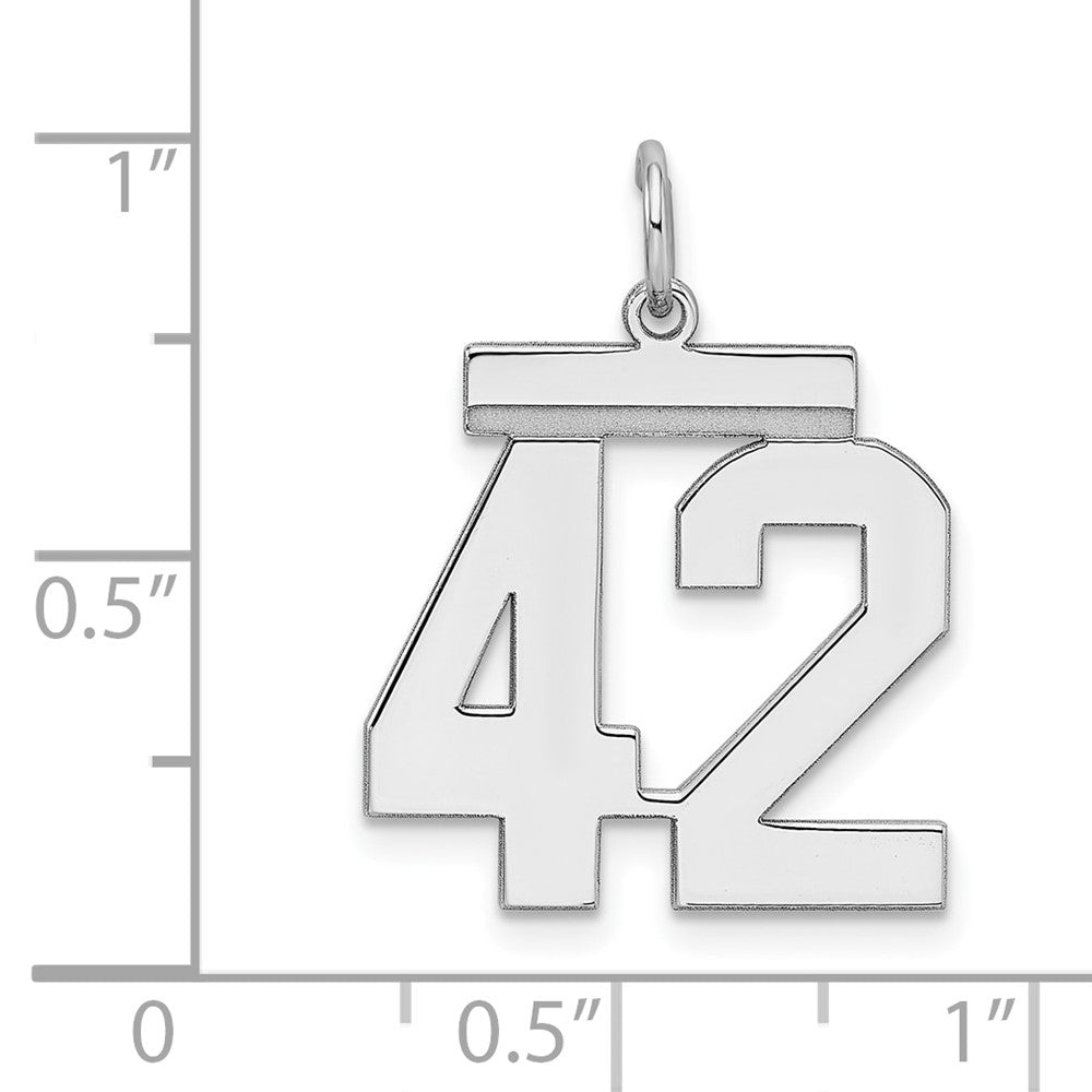 Sterling Silver/Rhodium-plated Polished Number 42 Charm