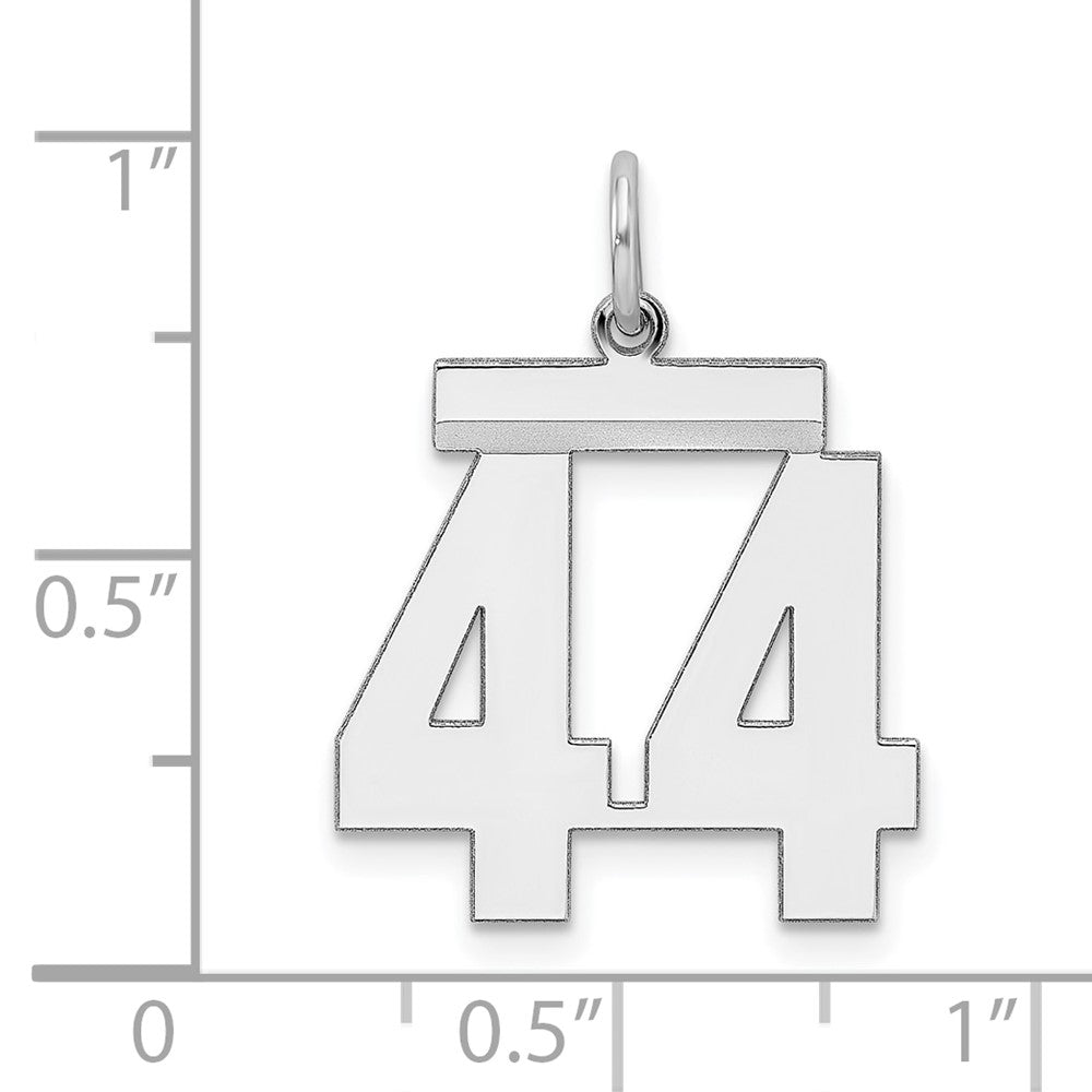 Sterling Silver/Rhodium-plated Polished Number 44 Charm