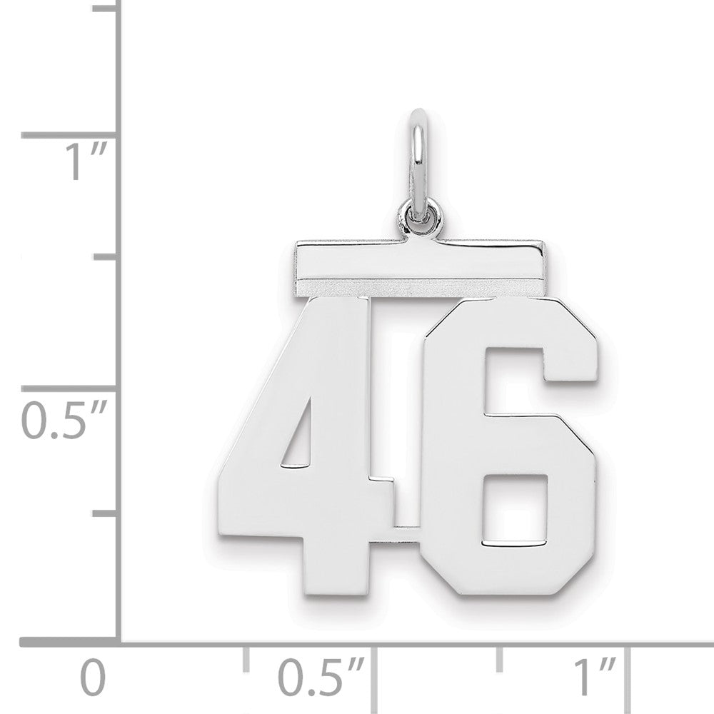 Sterling Silver/Rhodium-plated Polished Number 46 Charm