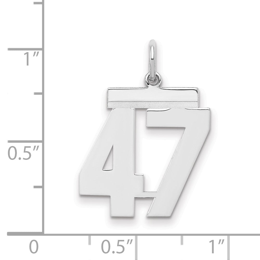 Sterling Silver/Rhodium-plated Polished Number 47 Charm