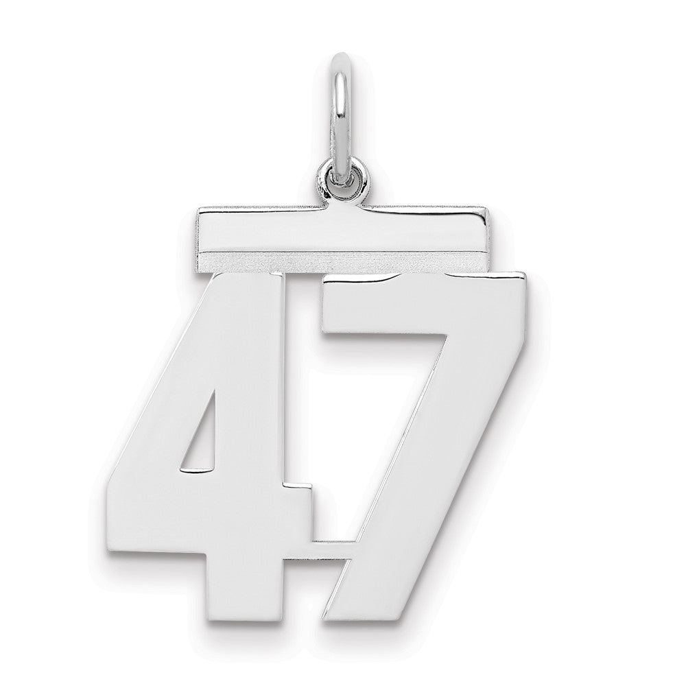 Sterling Silver/Rhodium-plated Polished Number 47 Charm