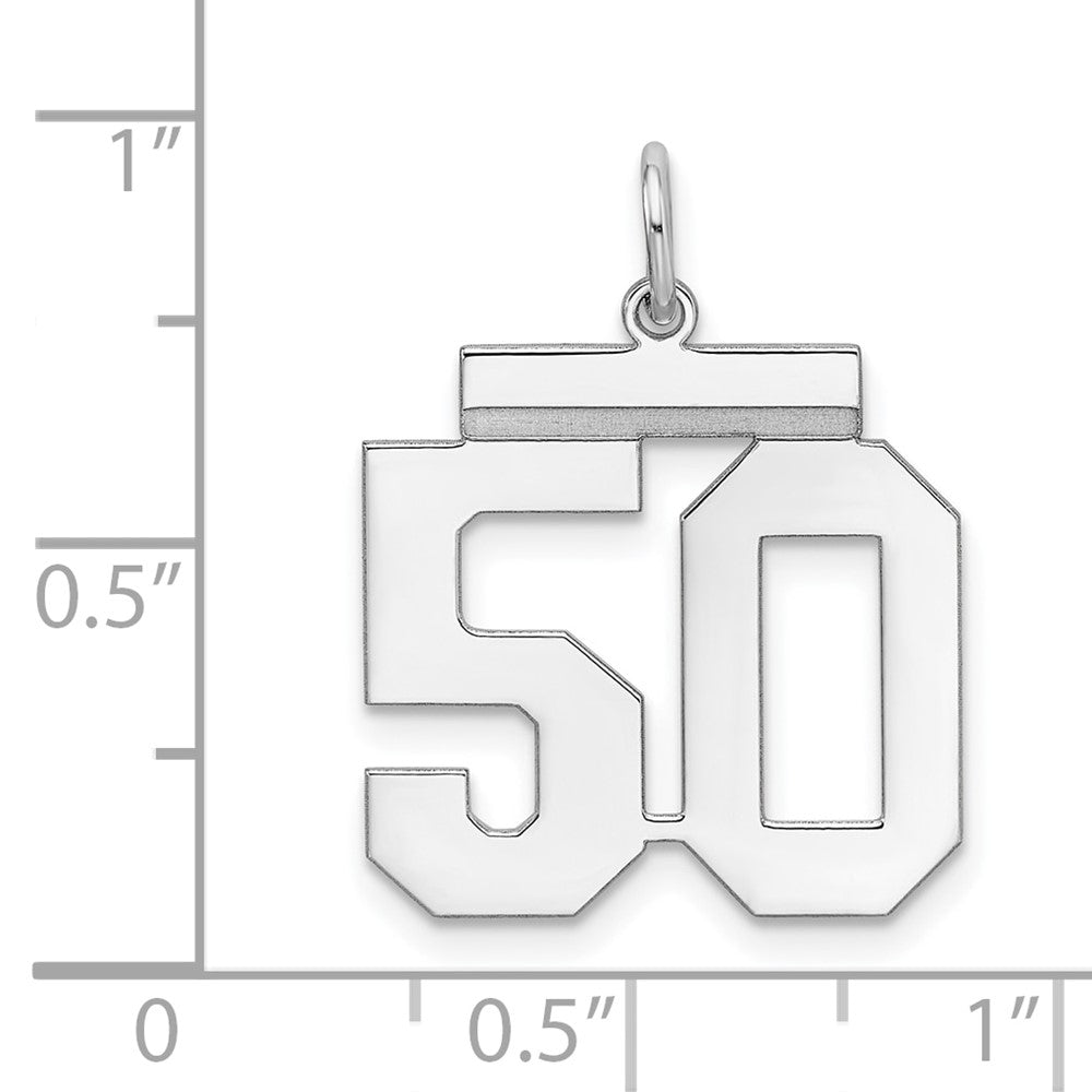 Sterling Silver/Rhodium-plated Polished Number 50 Charm