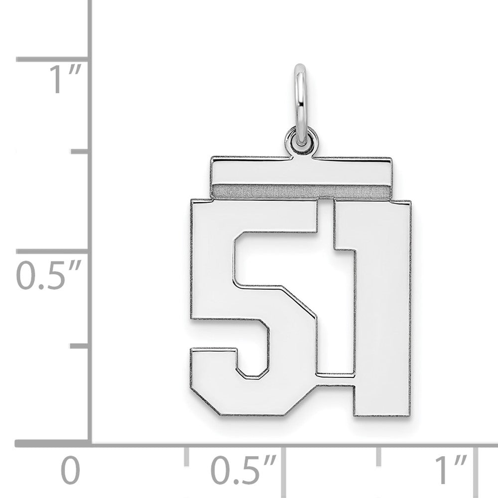Sterling Silver/Rhodium-plated Polished Number 51 Charm