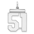 Sterling Silver/Rhodium-plated Polished Number 51 Charm