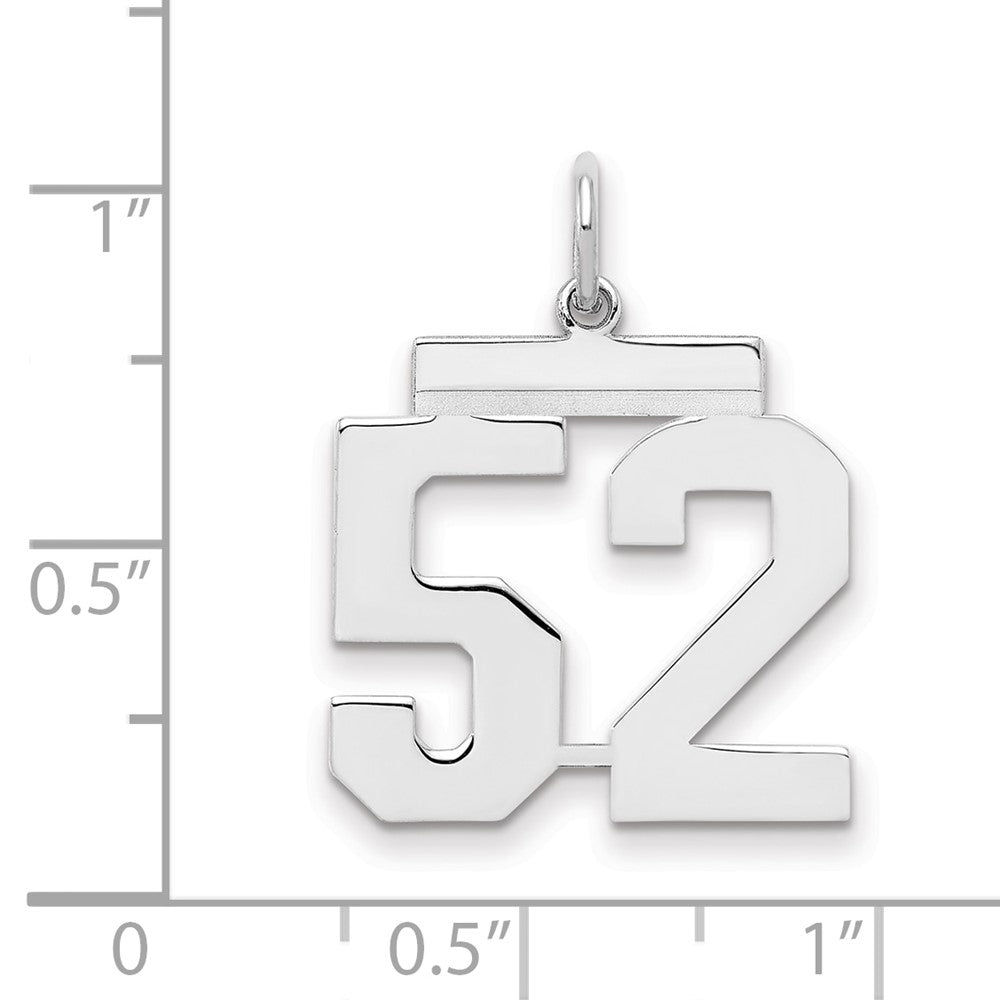 Sterling Silver/Rhodium-plated Polished Number 52 Charm