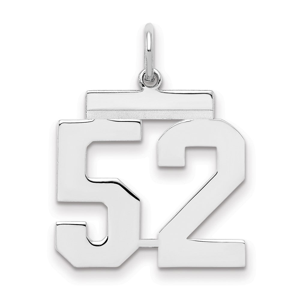 Sterling Silver/Rhodium-plated Polished Number 52 Charm
