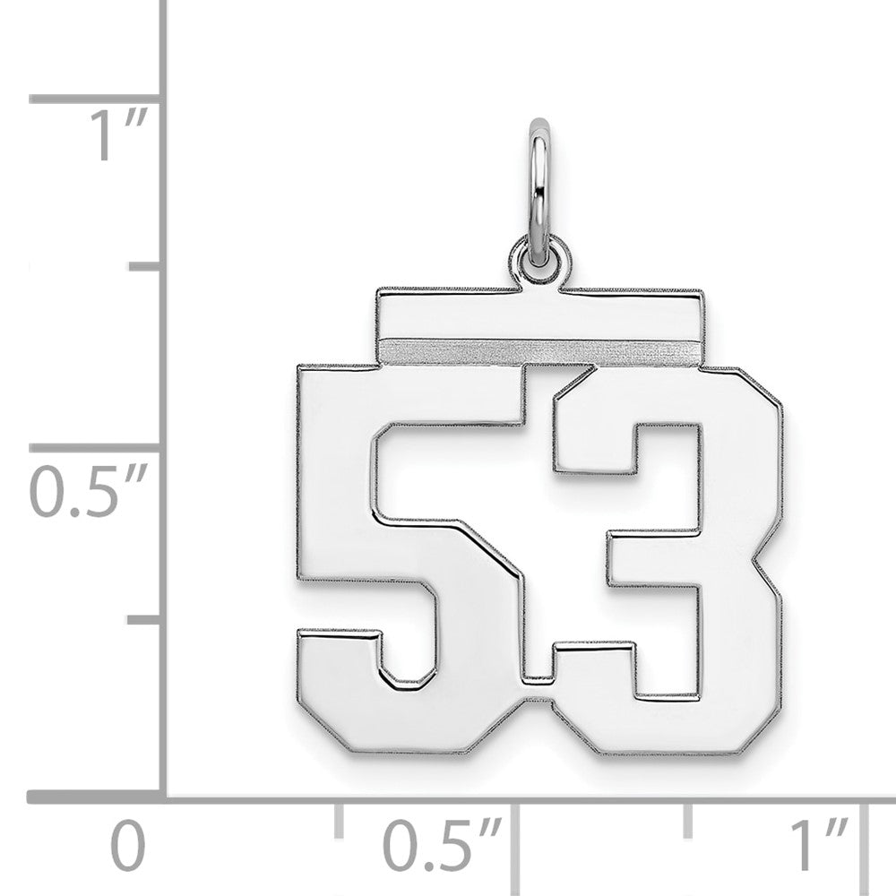Sterling Silver/Rhodium-plated Polished Number 53 Charm