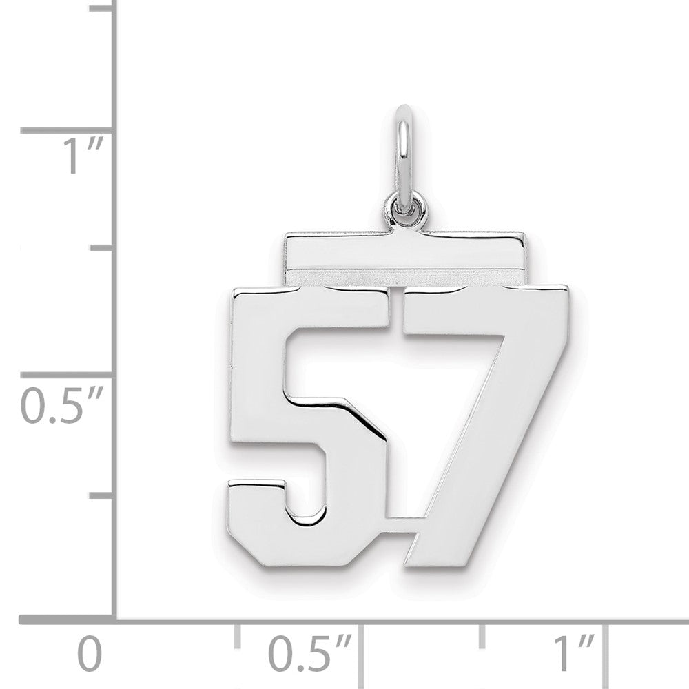 Sterling Silver/Rhodium-plated Polished Number 57 Charm