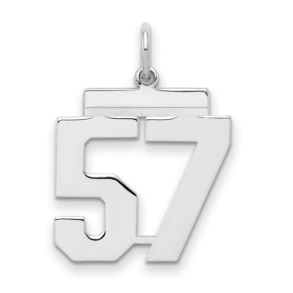 Sterling Silver/Rhodium-plated Polished Number 57 Charm