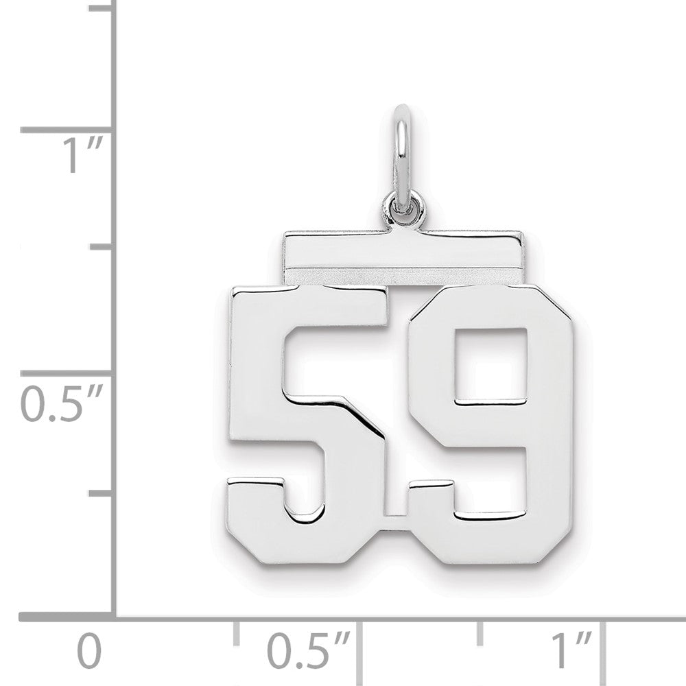Sterling Silver/Rhodium-plated Polished Number 59 Charm