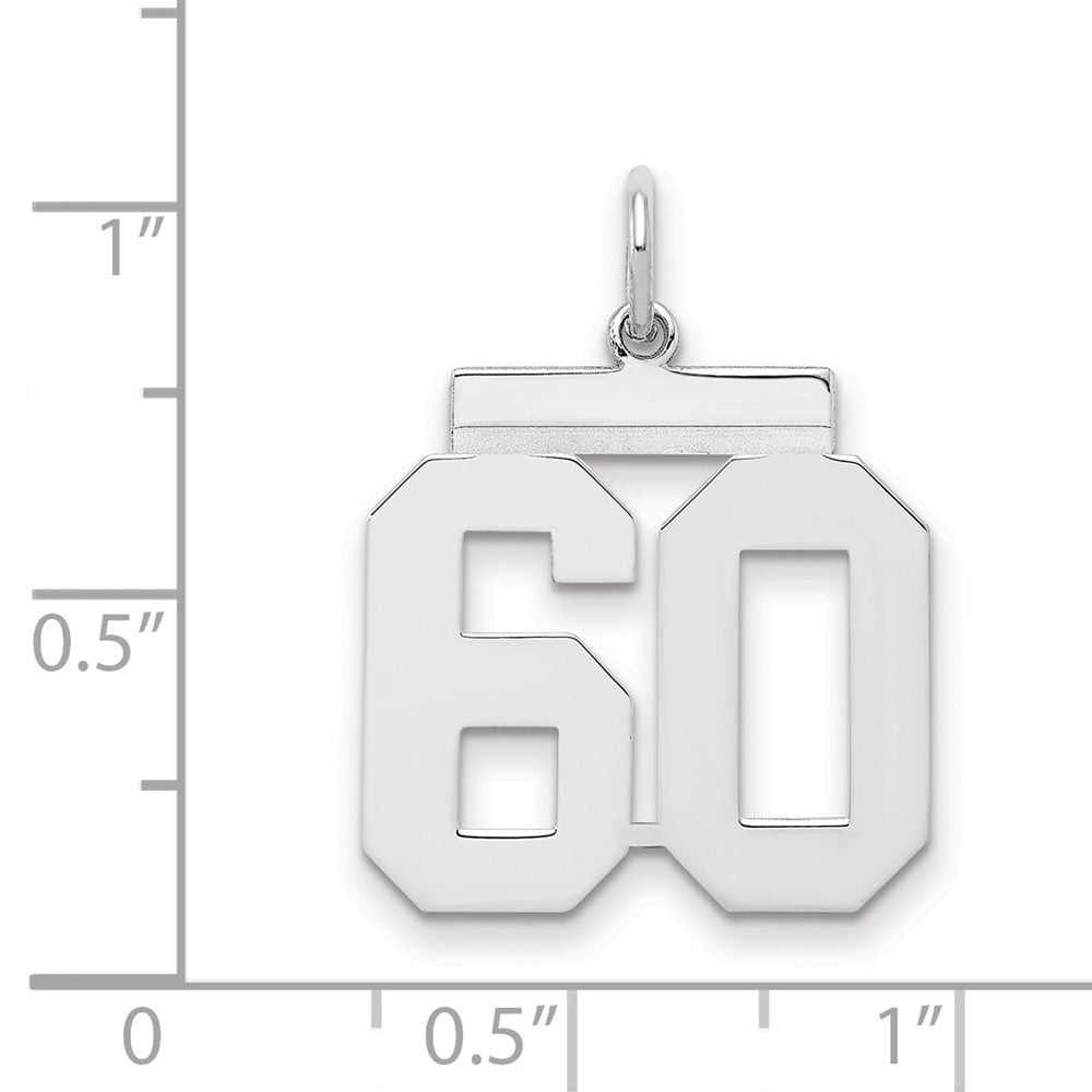 Sterling Silver/Rhodium-plated Polished Number 60 Charm