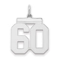 Sterling Silver/Rhodium-plated Polished Number 60 Charm