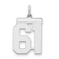 Sterling Silver/Rhodium-plated Polished Number 61 Charm