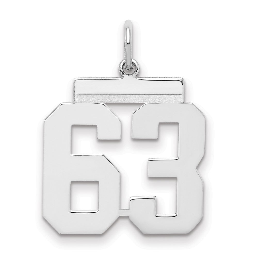 Sterling Silver/Rhodium-plated Polished Number 63 Charm