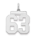Sterling Silver/Rhodium-plated Polished Number 63 Charm