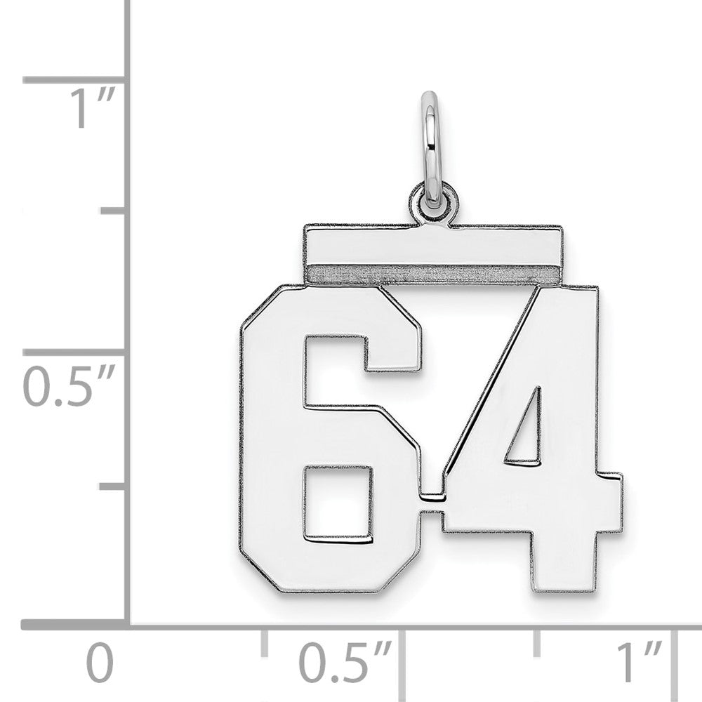 Sterling Silver/Rhodium-plated Polished Number 64 Charm