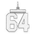 Sterling Silver/Rhodium-plated Polished Number 64 Charm