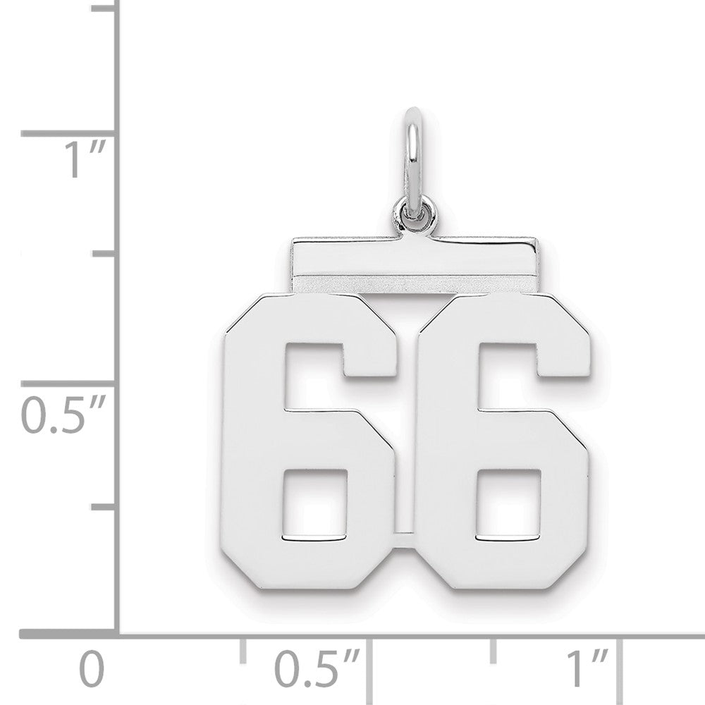 Sterling Silver/Rhodium-plated Polished Number 66 Charm