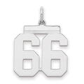 Sterling Silver/Rhodium-plated Polished Number 66 Charm