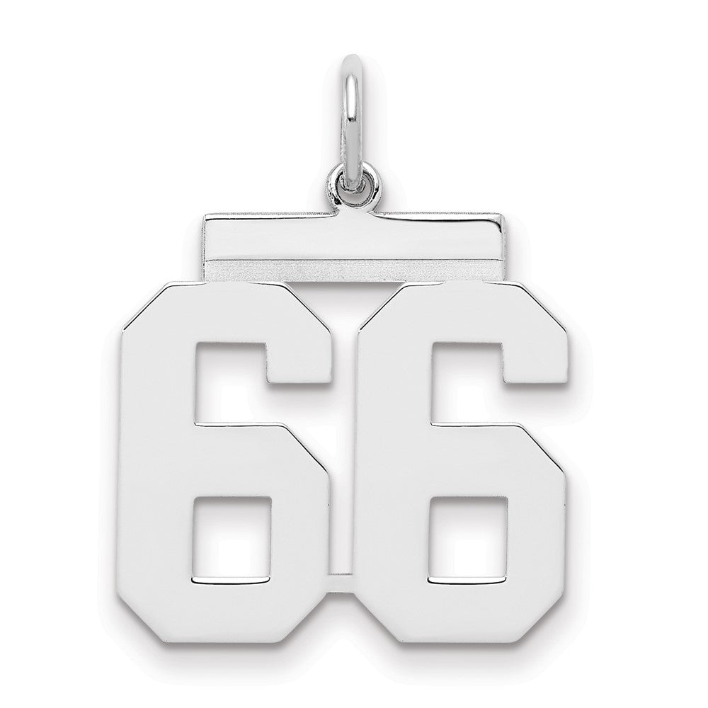 Sterling Silver/Rhodium-plated Polished Number 66 Charm