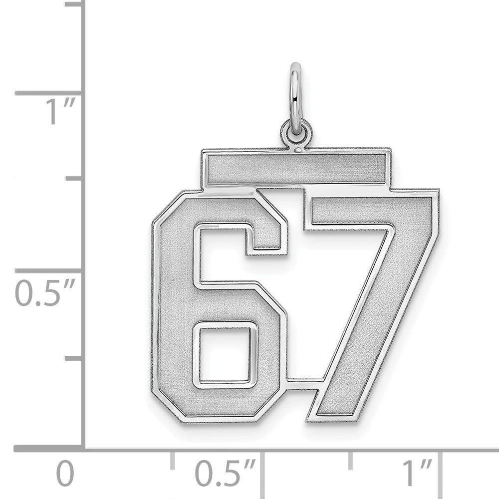 Sterling Silver/Rhodium-plated Polished Number 67 Charm