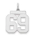 Sterling Silver/Rhodium-plated Polished Number 69 Charm