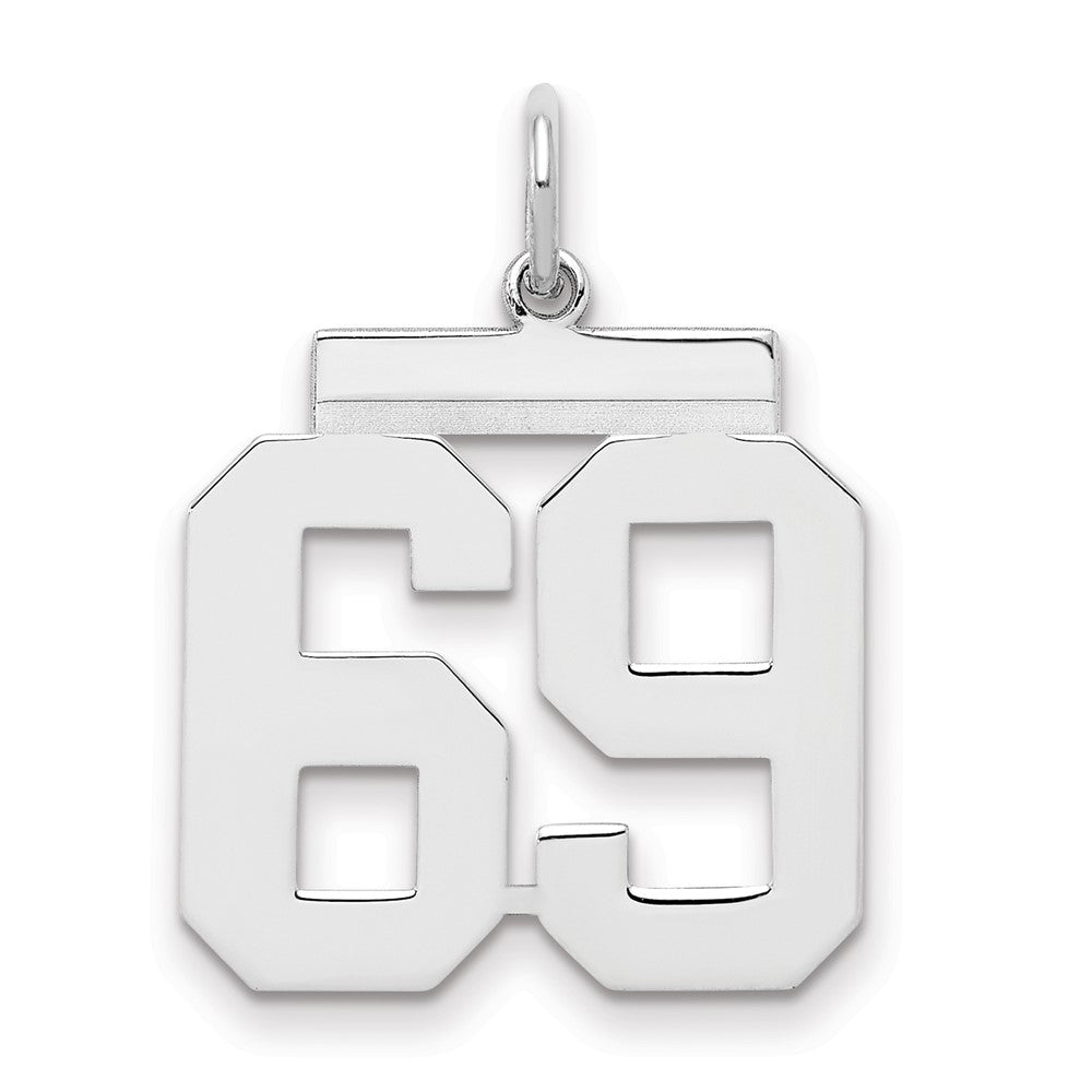 Sterling Silver/Rhodium-plated Polished Number 69 Charm