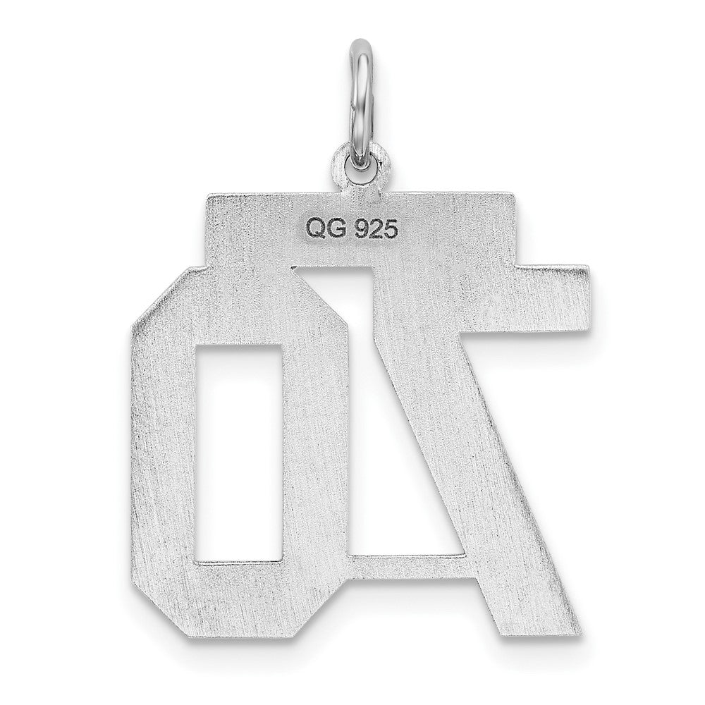 Sterling Silver/Rhodium-plated Polished Number 70 Charm