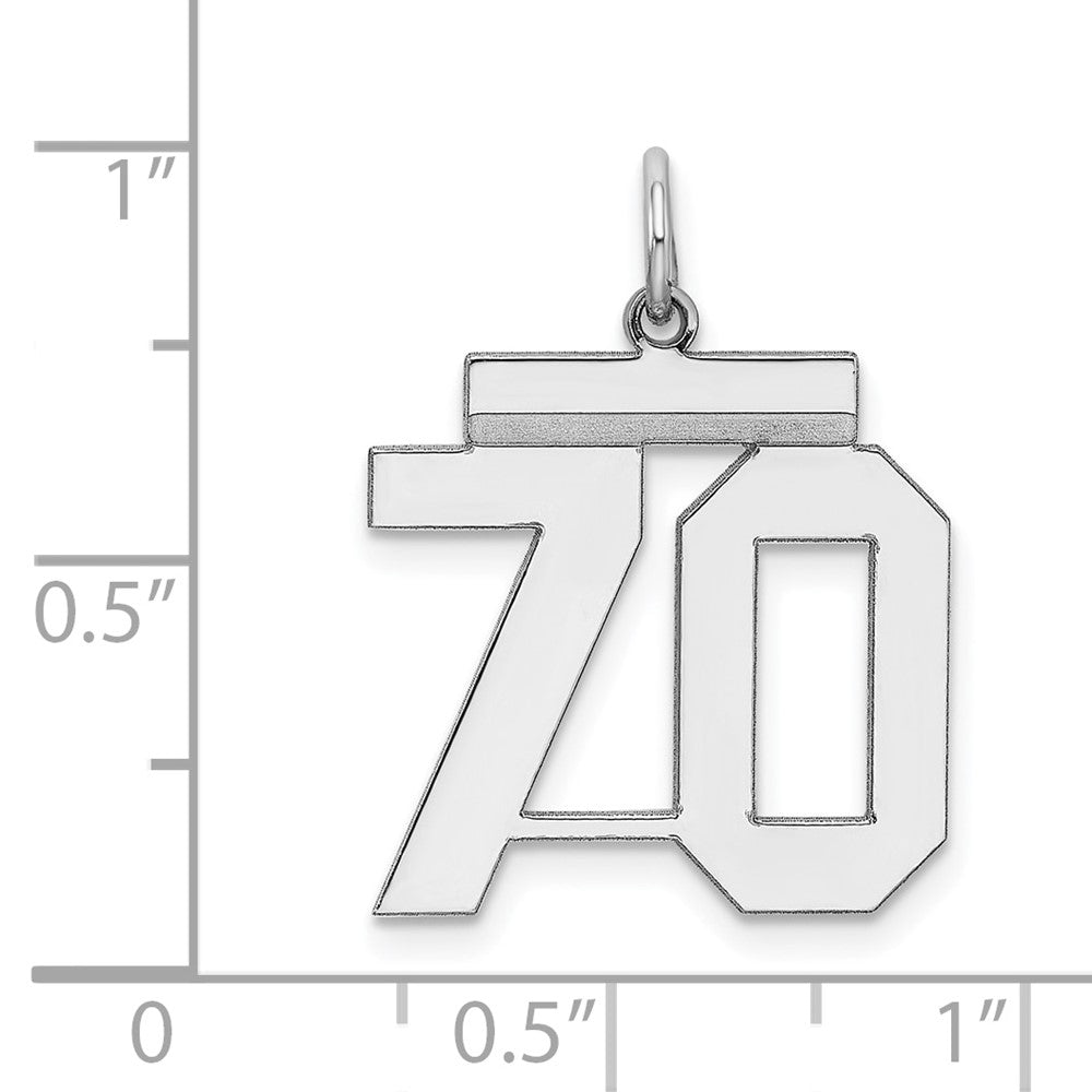 Sterling Silver/Rhodium-plated Polished Number 70 Charm