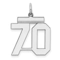Sterling Silver/Rhodium-plated Polished Number 70 Charm