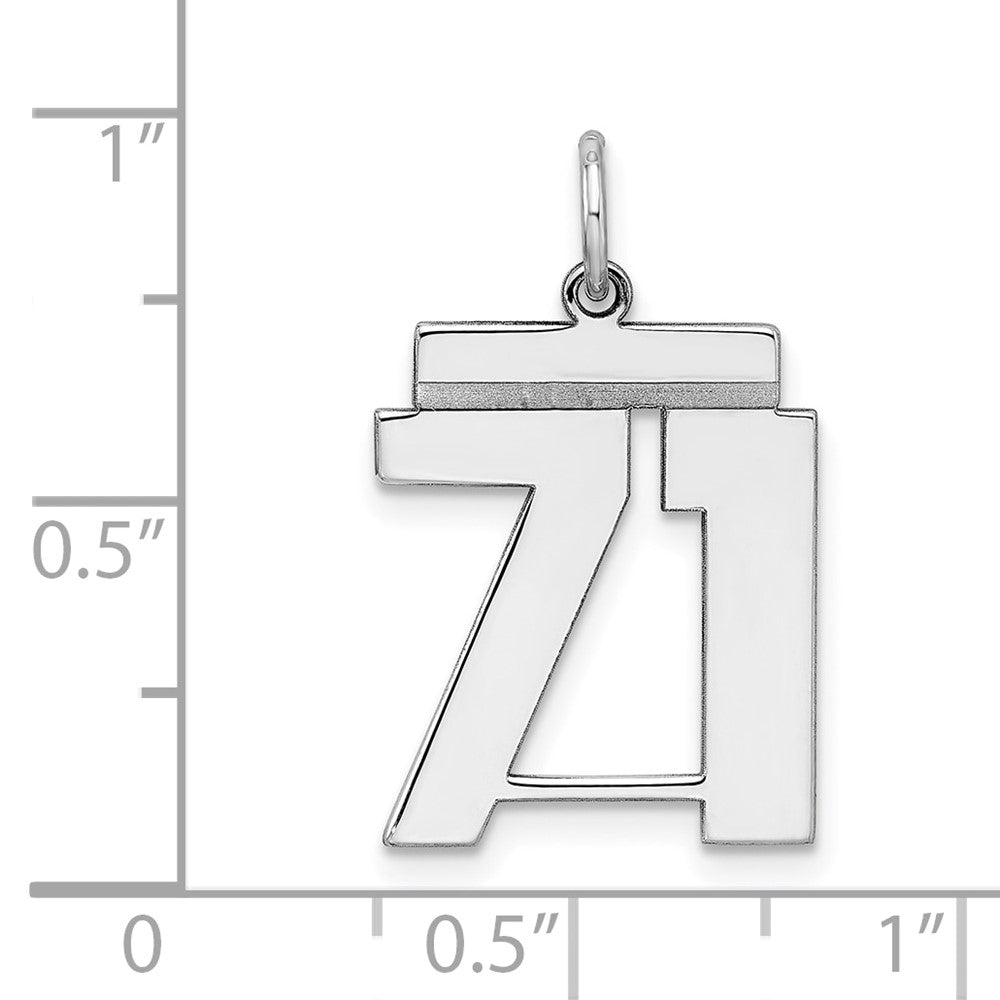Sterling Silver/Rhodium-plated Polished Number 71 Charm