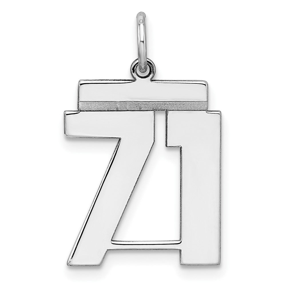 Sterling Silver/Rhodium-plated Polished Number 71 Charm