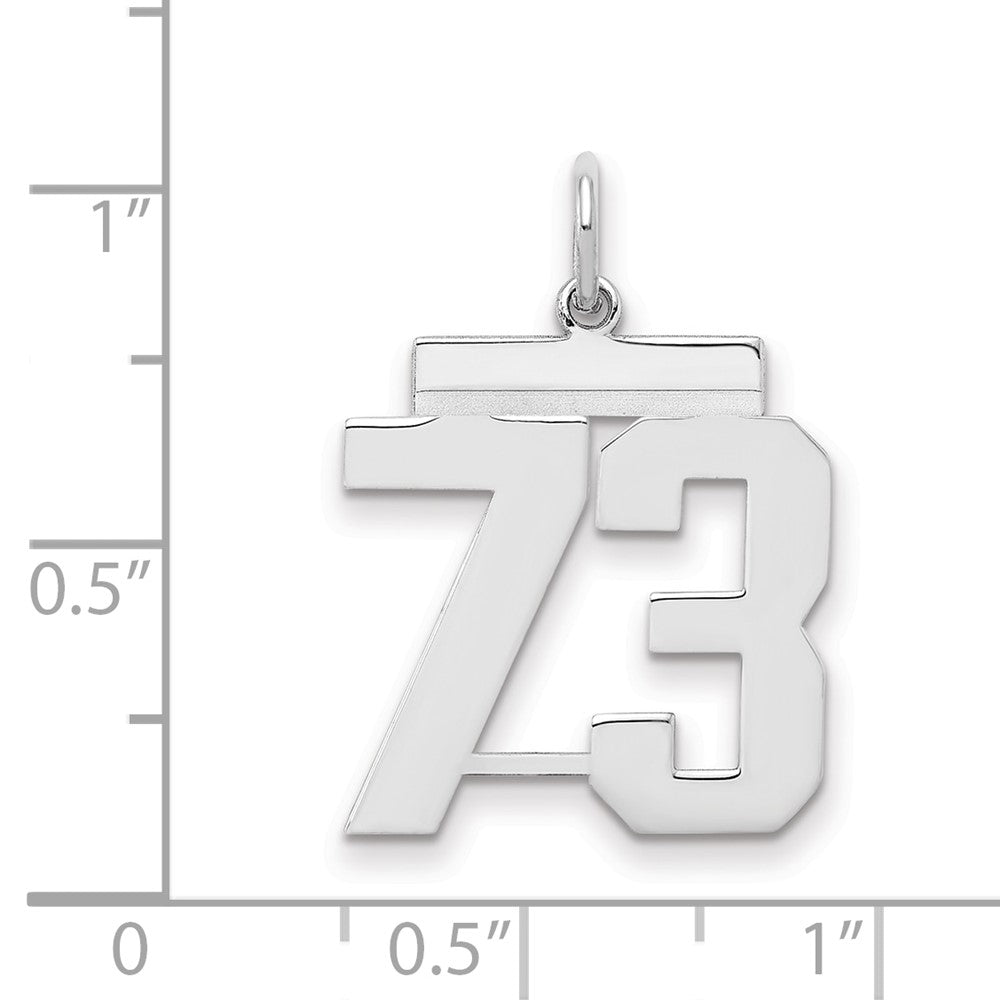 Sterling Silver/Rhodium-plated Polished Number 73 Charm
