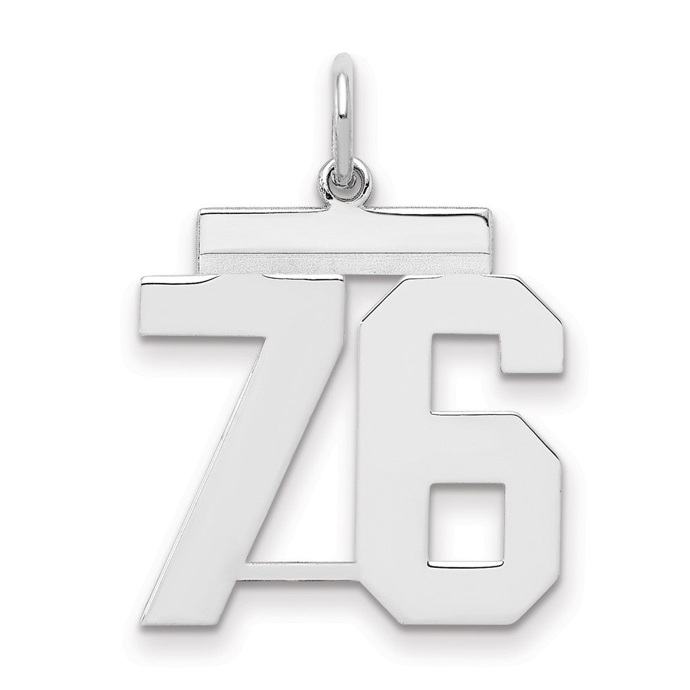 Sterling Silver/Rhodium-plated Polished Number 76 Charm