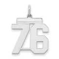 Sterling Silver/Rhodium-plated Polished Number 76 Charm
